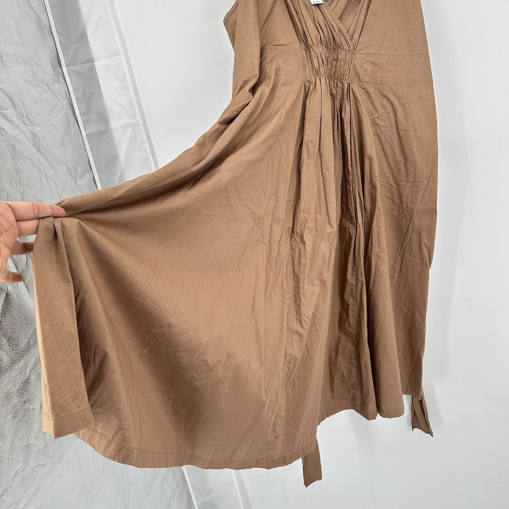 NWT GAP‎ Clay Brown Wrap Cami Midi Dress Sz 16 Tall Pleated Pocket Cotton Resort - Picture 9 of 12